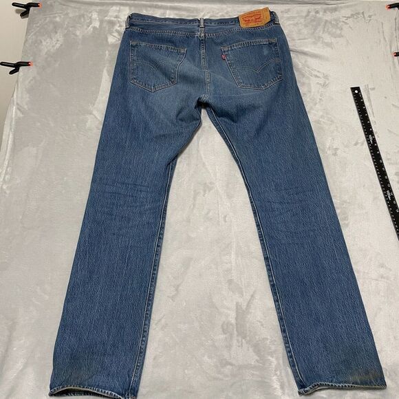Levis 501XX Jeans Mens 36x34 (39x34) Blue Denim Button Fly 5 Pocket Distressed - Picture 9 of 14